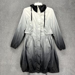 Anatomie Longline Jacket Small Gray ombre Windbreaker‎ Hooded Raincoat Parka